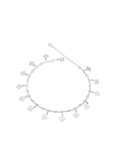 Brezza Lusso Jewelry Lazer Kesim Yonca Su Yolu Sallantılı Gümüş Kadın Ayak Halhal Gümüş