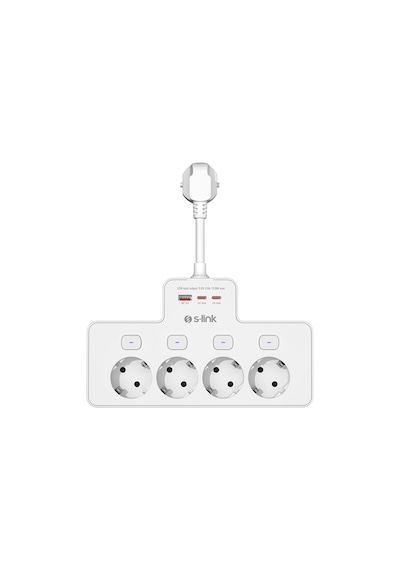 S-link Prz08 Beyaz 4 Soketli 15cm 1 Usb 2 Type-c Pd20w Tam Bakır Kablolu Akım Korumalı Priz 10 - 15 C M S-link Prz08 Beyaz 4 Soketli 15cm 1 Usb 2 Type-c Pd20w Tam Bakır Kablolu Akım Korumalı Priz 10 - 15 C M