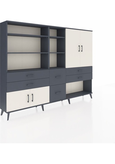 Arges Dolap 10 Raflı 6 Çekmeceli 4 Kapaklı 220x30x163 Antrasit-ay Antrasit-aytaşı/antrasit Arges Dolap 10 Raflı 6 Çekmeceli 4 Kapaklı 220x30x163 Antrasit-ay Antrasit-aytaşı/antrasit