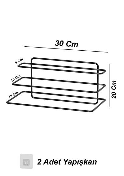 Yapışkanlı 3 Katlı Havlu Asıcı Raf Banyo Düzenleyici Metal Havlu Tutacağı Organizer Havluluk Rafı Siyah