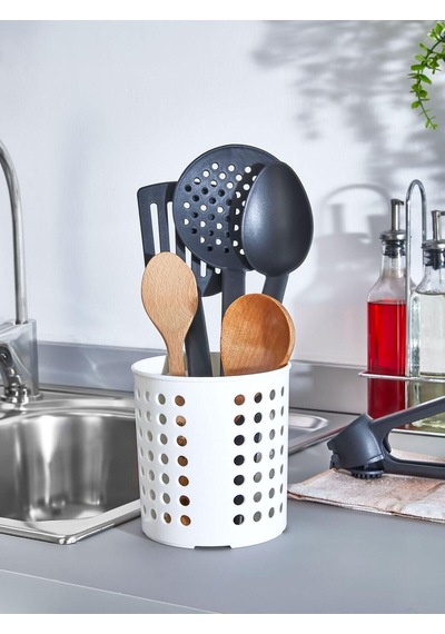 Plastik Silindir Dik Kaşıklık & Tezgah Üstü Düzenleyici & Servis Standı Plastik Beyaz Diğer