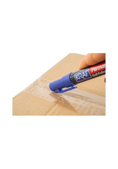Kraf 230 Permanent Marker Kesik Uç Koli Kalemi - Mavi - 7 Adet Çok Renkli