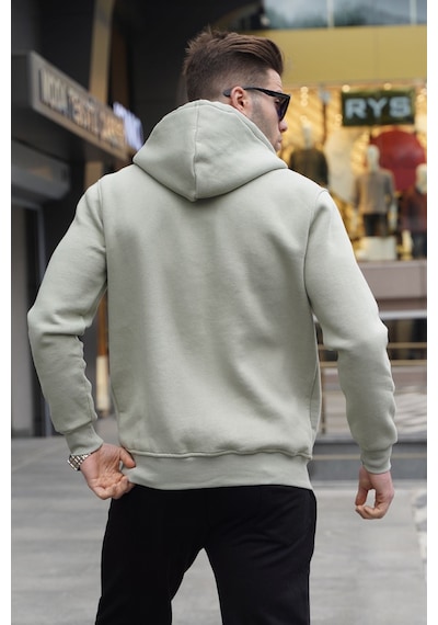 Madmext Mint Yeşili Kapüşonlu Regular Fit Erkek Sweatshirt 6033 Mint Yeşili