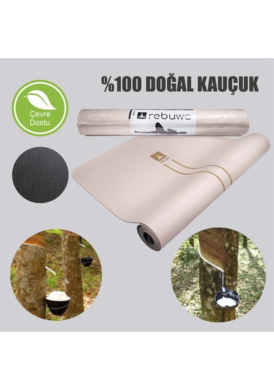 Rebuwo Çizgi Tasarımlı 5mm Ekstra Kaydırmaz Doğal Kauçuk Yoga Mat