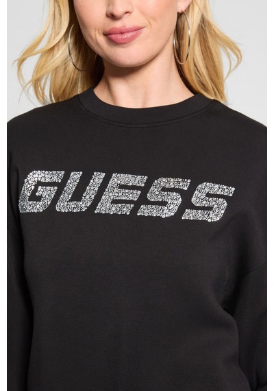 Guess Kadın Cecılıa Cn Önü Logolu Sweatshirt - Siyah Siyah