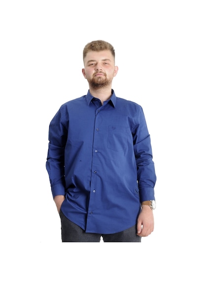 Mode Xl Büyük Beden Erkek Klasik Cepli Gömlek Likralı 20350 Saks 001