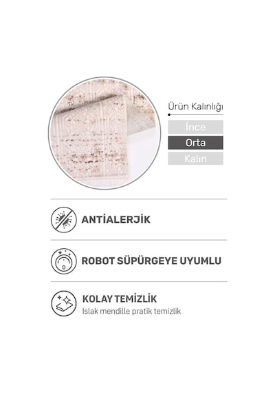 Fiona Yumuşak Dokulu Modern Halı Parlak Akrilik, Robot Süpürge Uyumlu, Lazer Kesim Kahverengi-krem