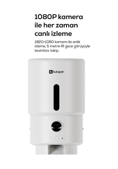 Akıllı Mama Kabı Kameralı 1080p, 5l, Mobil Kontrol, Çelik Kase, Çift Yönlü Ses H503