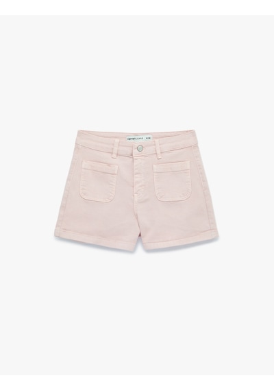 Koton Cep Detaylı Normal Bel Pamuklu Slim Fit Mini Şort Pembe 6sal40132mw Gül