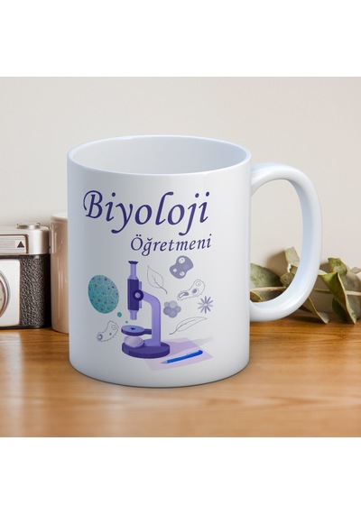 Biyoloji Öğretmenlerine Özel Öğretmenler Günü Hediyelik Baskılı Kupa Beyaz