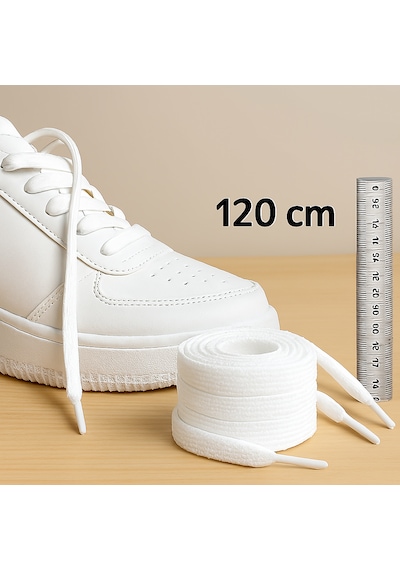 Mece Spor Spor Ayakkabı Bağcığı 120 Cm - 1 Çift Krampon Halı Saha Sneakers Uyumlu Beyaz