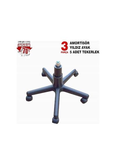 Fullreyon Plastik Yıldız Ayak + 5 Tekerlek + 140'Lık Ithal Amortisör
