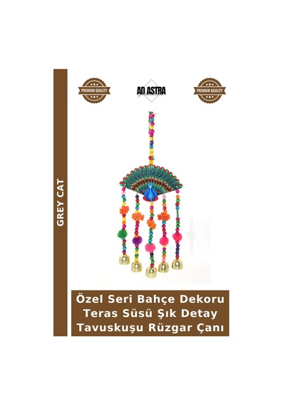 Özel Seri Bahçe Dekoru Teras Süsü Şık Detay Tavuskuşu Rüzgar Çanı