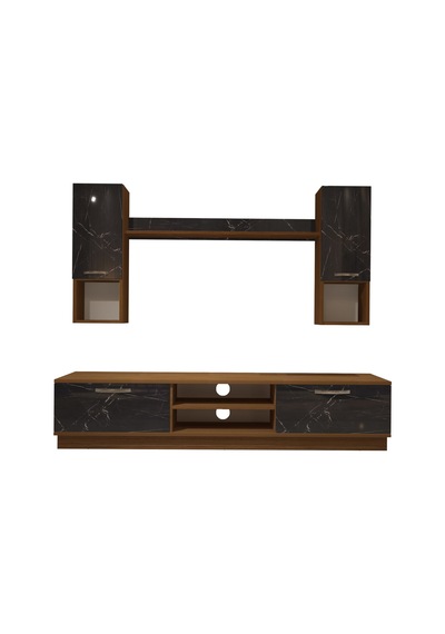 Decoraktiv Eko 5dab Mdf Dvd Tv Ünitesi Tv Sehpası Ceviz - Siyah Mermer