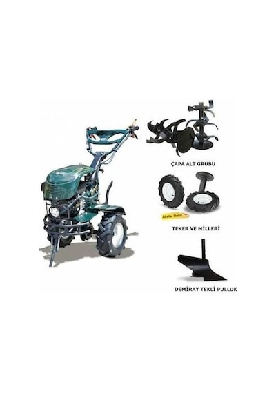 Kaan 26-S Delux 7 HP 2+1 Benzinli Çapa Makinesi + Çapa Alt Grubu + Teker Takımı + Pulluk