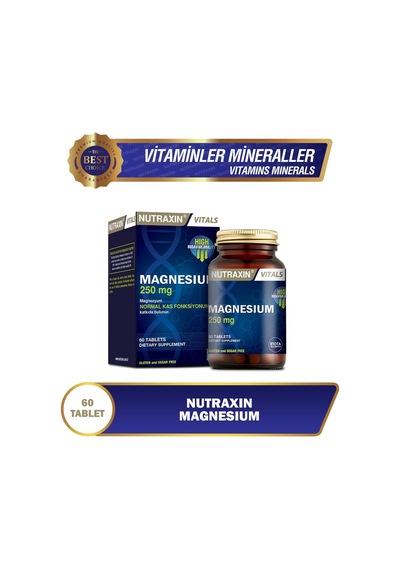 Tr Vitals Magnesium 250 Mg 60 Tablet Takviye Edici Gıda 2 Paketi