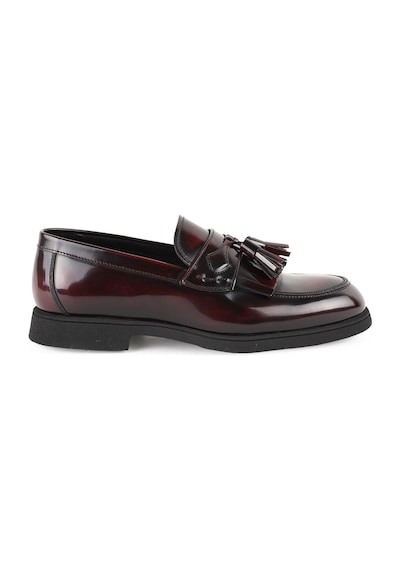 Libero L5919 Hakiki Açma Deri Erkek Loafer Ayakkabı - Püsküllü Klasik Model Bordo