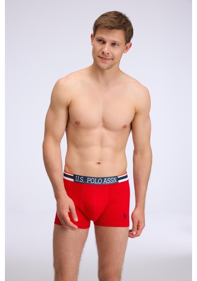 U.S. Polo Assn. Erkek Gri - Kırmızı - Lacivert 3 Lü Boxer Gri