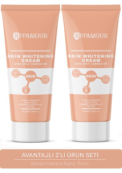 Appamour Dark Spot Niacinamide & Kojik Asit İçerikli Cilt Beyazlatıcı Krem 2 x 50 ML