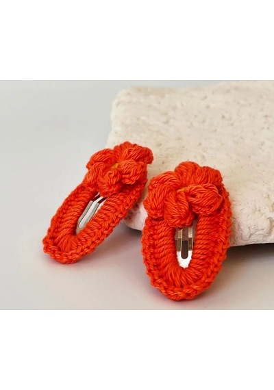 Amigurumi Örgü Çocuk Çiçek Toka Turuncu Tek Ebat Çok Renkli