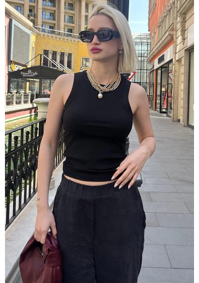 Madmext Siyah Kalın Askılı Regular Kesim Basic Atlet Mg2059-siyah