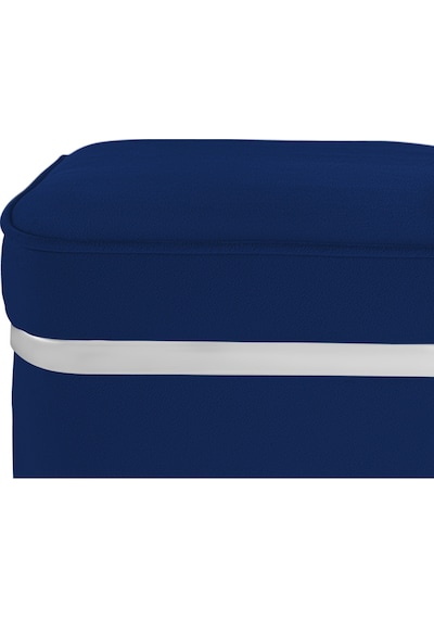 Zengo Silver Twin Line Kare Puf -mavi Kumaş, Dekoratif Makyaj Masası Pufu-modern Style