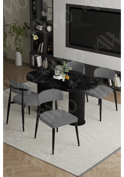 Avvio Sophia Bohem Ayak Siyah Polo Sandalye 80x140 Mutfak Masa Sandalye Takımı Siyah Mermer Avvio Sophia Bohem Ayak Siyah Polo Sandalye 80x140 Mutfak Masa Sandalye Takımı Siyah Mermer