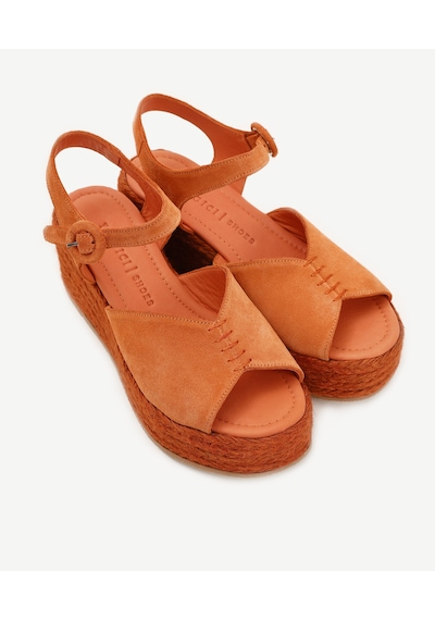 Yargıcı Platform Taban Deri Espadril 25ykay4030x 582 Turuncu