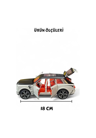 Rolls Royce Cullinan Metal Model Araba 1:32 - Sesli Işıklı Kapıları Açılan Oyuncak Jip 18 Cm