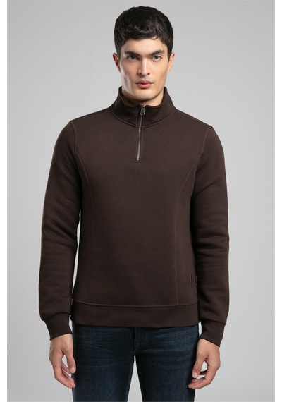 Lee Cooper Ceaser Erkek Dik Yaka Sweatshirt Kahve-21020 Kahve