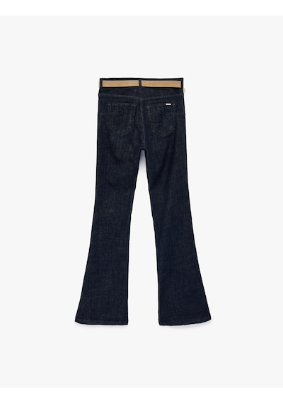 Koton Dar Kesim İspanyol Paça Jean Pantolon - Flare Jeans Koyu İndigo 6sal40091md İndigo