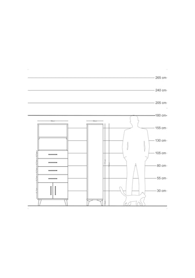 Arges Dolap 2 Raflı 4 Çekmeceli 2 Kapaklı 60x30x163 Çam-aytaşı Atlas Çam