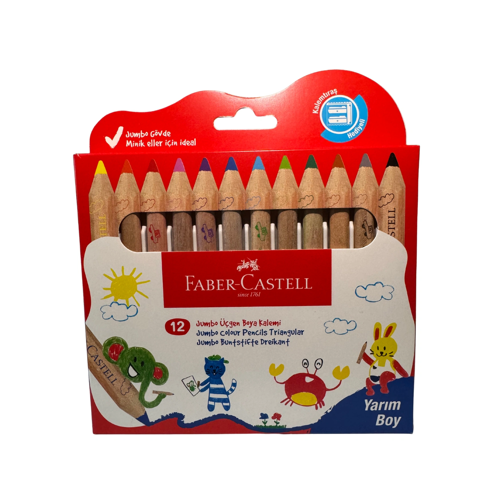 Faber Castell Natural Yarım Boy Jumbo Boya Kalemi Karışık