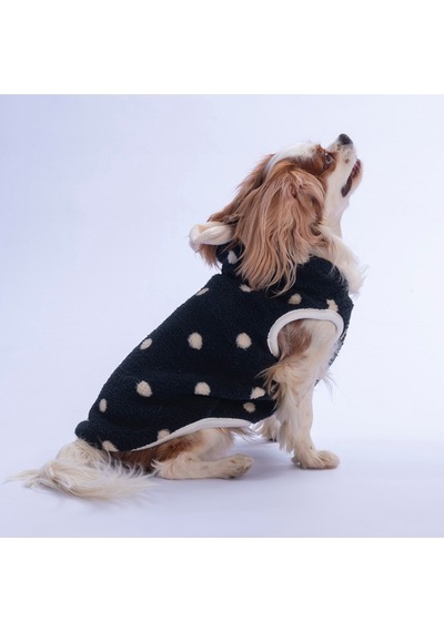 Siyah Tahoe Plush Yelek Peluş Kulaklı Kedi Köpek Yeleği Kedi Köpek Elbisesi Kedi Köpek Kıyafeti