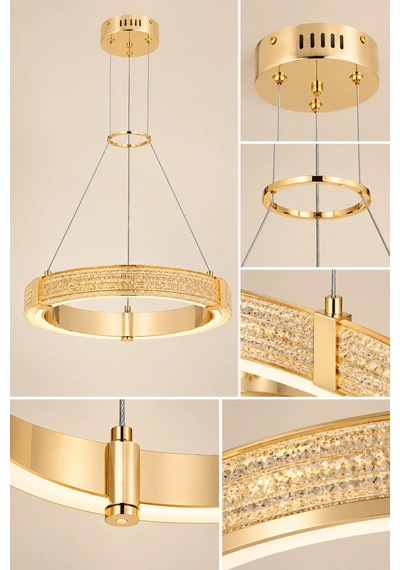 Modern Premium Gold Led Sarkıt Avize Salon Oturma Odası Yemek Odası Avizesi 25w 3 Renk Beyaz