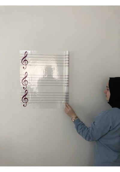Nota Yazı Tahtası Sol Anahtarlı Ve Nota Çizgili Porteli