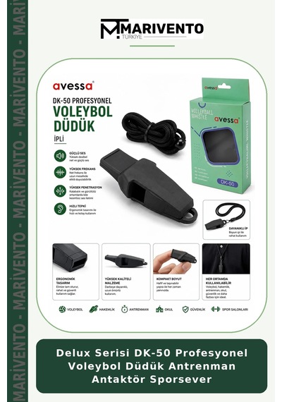 Delux Serisi Dk-50 Profesyonel Voleybol Düdük Antrenman Antaktör Sporsever