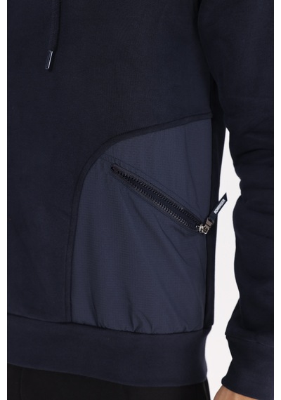 Rowinger Rahat Kalıp Yumuşak İç Yüzeyli Kordonlu Kapüşonlu Sweatshirt Blue