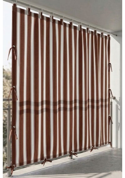 Ceylan Home Üstten Halkalı, 3 Tarafı Kuş Gözlü Bahçe Brandası Balkon & Teras Perdesi Kahverengi