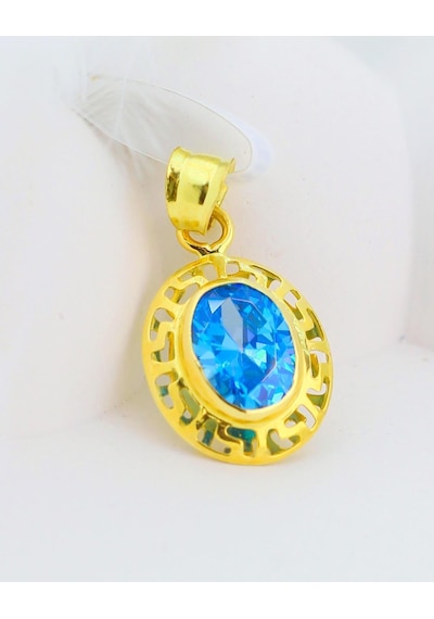 Mavi Topaz Küpe 14 Ayar-5655