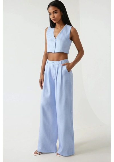 Hiccup Pika Collection Fitted Striped Crop Yelek Bebek Mavisi