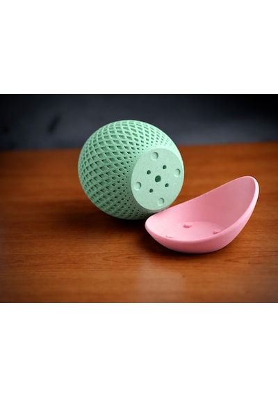 3d Baskı Küre Saksı - Kafes Dokulu İki Parçalı Dekoratif Saksı - Mint-pembe