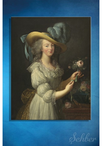 Dikey Kanvas Tablo Tekli Ev Kafe Ofis Elisabeth Vigee Le Brun Marie Antoinette'in Gül İle Portresi 2812