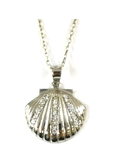 Omar Silver Kadın Deniz Kabuğu Model Zirkon Taşlı Gümüş Kolye (488932510)