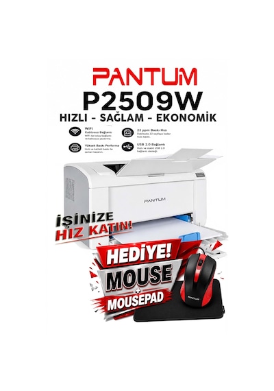 Pantum P2509w Wi-fi Lazer Yazıcı Dakikada 23 Sayfa