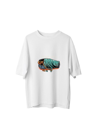 Paybuy Erkek Oversize Tişört Parti Teması Renkli Grafik Baskı Rahat Kesi Beyaz