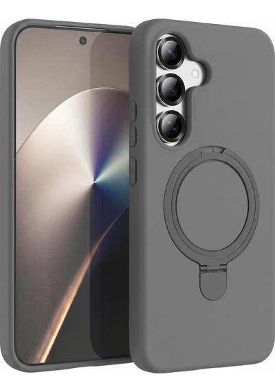 Microsonic Samsung Galaxy Uyumlu S25 Kılıf Aura Stant Magsafe Gri -