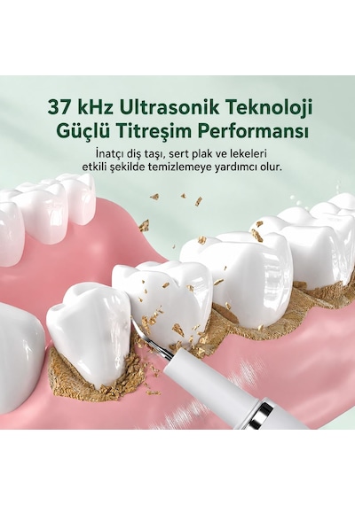 Amf12 Ultrasonik Diş Taşı Ve Plak Temizleme Cihazı 5 Modlu, Led Ekranlı, 500 Mah Type-c Şarjlı Akıllı Diş Temizleyici