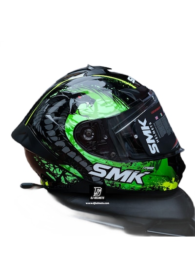 Smk Typhoon Reptile Kapalı Kask 001 Gri - Siyah - Yeşil