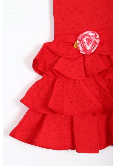 Xo Kids Kız Çocuk Elbise 4-8 Yaş 5899 Kırmızı